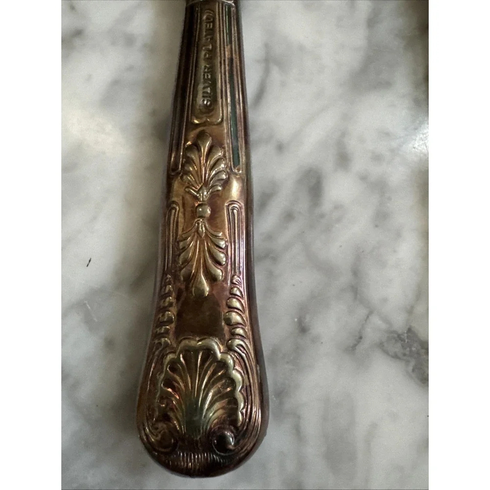 Rogers Bros Stainless KINGS STYLE Shell Motif 2 pc Serving Set 1847 E.P. Korea